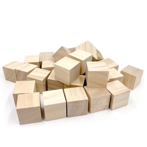 CHUYIX Holzklötze 20 Stück 15mm blanko unbehandeltes Quadrat Holz würfel bausteine Gross holzbausteine Naturbelassen kleine holzwürfel für DIY Puzzle Stempel Mathematik Spielsteine Lernen Zahlen von CHUYIX