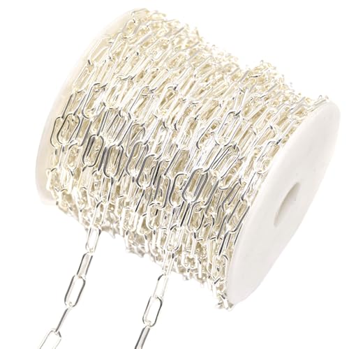 CHUYIX Kette Karabiner Gliederkette 1 Rollen Metallkette zum DIY Armband Kette Basteln Gliederkette Kette Meterware für Wäscheleine Hängepflanzen Hundekette Fahrradschloss DIY Dekoration 6x14mm von CHUYIX