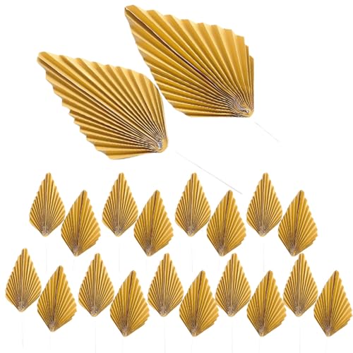 CHUYIX Papierfächer Dekorationen 10 Paar Palmblatt Fächer Tortendeko Gartenschmuck Handpapierfächer frische und stilvolle Papierfächerdekorationen für Hochzeit Geburtstag Wanddekoration Party Deko von CHUYIX