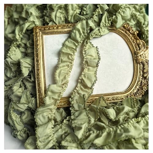 CHUYIX Rüschenband 5m Baumwolle Plisseeband Vintage Spitze Mit Rüschenbesatz Lange Blumen Bordüre DIY Handwerk Zierband Baumwolle für Lolita Kostüm Mädchen Kleid Haustier Kleidung Kleidungsdekor von CHUYIX