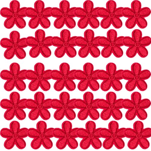 CHUYIX Stickerei Blumen 30 Stück Mini Sonnenblumen Aufbügelflicken Bestickte Patches Florale dekorative Aufnäher zum Aufbügeln mit Hitze oder Nähen für Jeans Jacke Hut Taschen DIY Dekorative von CHUYIX