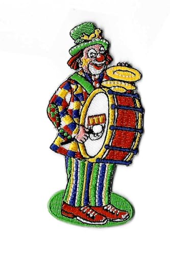 Bügelbild | Clown mit Trommel | Applikation | Karneval Aufnäher Kostüm | 9,5x4,5 cm von CHW