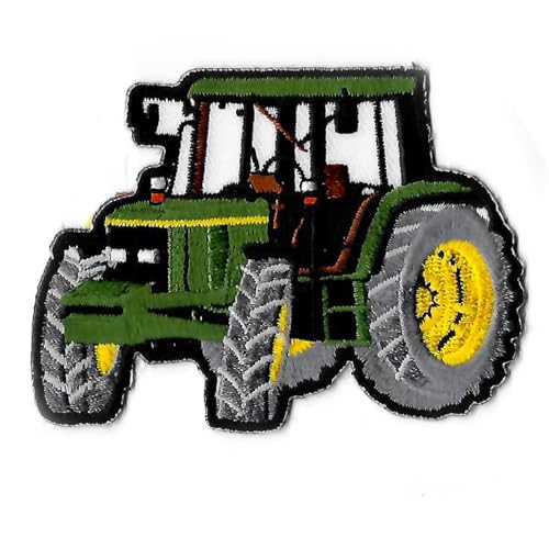 Bügelbild | Traktor grün | Trecker Aufnäher Patches Flicken Applikation | 8x6 cm von CHW