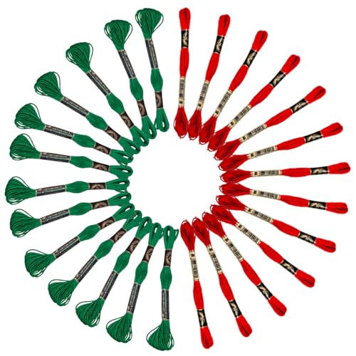 Chwang Stickgarn für Freundschaftsarmbänder, Stickgarn und DIY-Stickprojekte, 26 Stück, Rot und Grün von CHWANG