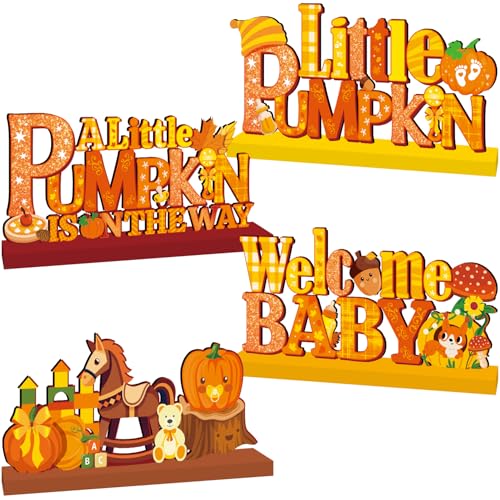 4 kleine Kürbis-Babyparty-Dekorationen, Herbst-Babyparty-Dekorationen, Willkommens-Baby-Mittelstücke, Geschlechtsoffenbarungsparty 4 kleine Kürbis-Babyparty-Dekorationen, Herbst-Babyparty-Dekorationen, Willkommens-Baby-Mittelstücke, Geschlechtsoffenbarungsparty von CHYAGCLT