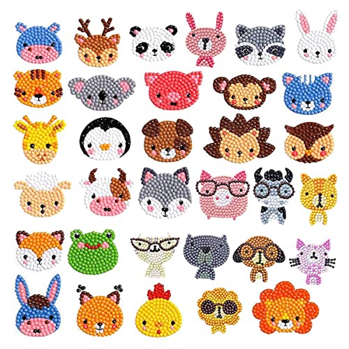 CHYEEH Diamond Painting Set für Kinder, 33-teilig, DIY, Diamantmalerei, Tiere, selbstklebend, Mosaik-Set für Kinder, 5D-Diamantaufkleber, Stickerei-Set, Diamant-Stickerei für Kinder und Anfänger von CHYEEH