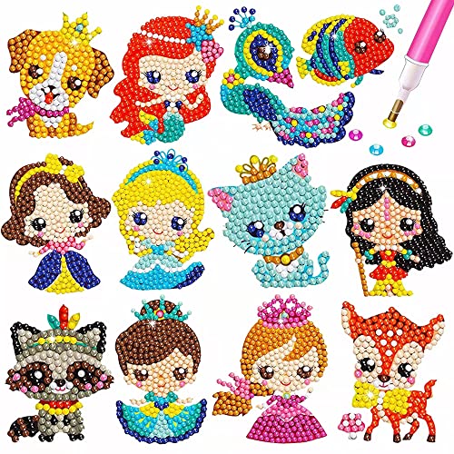 CHYEEH 5D Diamond Painting Set für Kinder, 12 Stück DIY Tiermalerei Tiere Diamant Aufkleber Kit, Diamant Malerei Kits, Mosaik Set Kinder, DIY Diamant Painting Kit für Kinder und Erwachsene Anfänger von CHYEEH