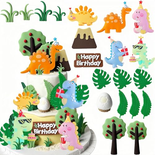 CHarmeFleur 20 Stücke Kleine Dino Geburtstagstorte Deko Dinosaurier Kuchen Deko Kleiner Dinosaurier Geburtstagsparty Zubehör Dinosaurier Party Mitgebsel Dinosaurier von CHarmeFleur