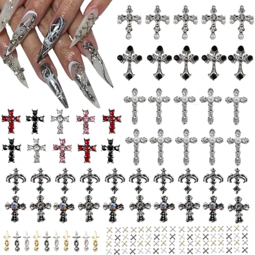 CharmeFleur 100 Stück Kreuz Nagel Charms, 3D Nagel Dekoration Für Nageldesign, Perlen Edelsteine Diamant Nagel Deko, Metall Legierung Kristall Strasssteine Nagel Studs CharmeFleur 100 Stück Kreuz Nagel Charms, 3D Nagel Dekoration Für Nageldesign, Perlen Edelsteine Diamant Nagel Deko, Metall Legierung Kristall Strasssteine Nagel Studs von CHarmeFleur