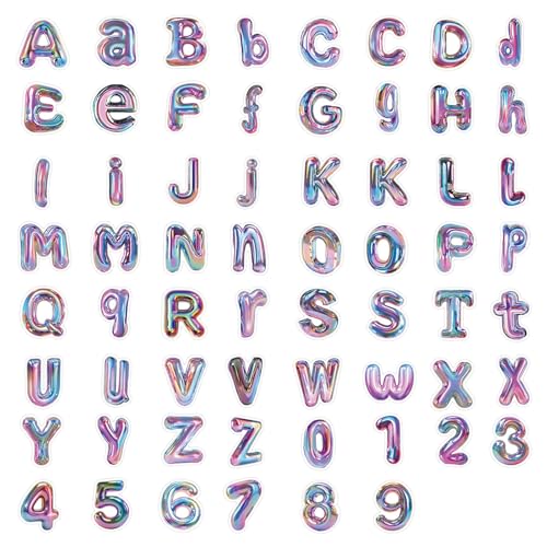 CharmeFleur 126PCS DIY Alphabet & Zahlen Aufkleber Set - Bunte Metallballon-Effekt Aufkleber für Kinder, Jugendliche, Erwachsene, einfach abziehen und aufkleben für Wasserflaschen/Handys/Laptops CharmeFleur 126PCS DIY Alphabet & Zahlen Aufkleber Set - Bunte Metallballon-Effekt Aufkleber für Kinder, Jugendliche, Erwachsene, einfach abziehen und aufkleben für Wasserflaschen/Handys/Laptops von CHarmeFleur