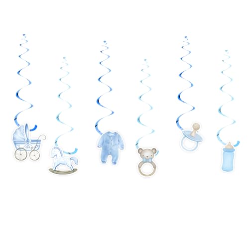 CharmeFleur 24 Stück Blaue Baby Shower Party Hängespiralen Deko, It's A Boy Motive Partyzubehör Junge Deckenhängestreifen Für Kinder Geschlechtsenthüllung Baby Shower von CHarmeFleur