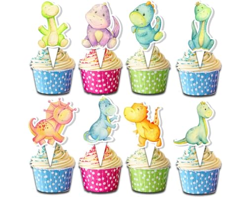 CharmeFleur 24 Stück Dinosaurier Cupcake Toppers Dinosaurier Baby Shower Decorationen süße Dino Partydecorationen für Kindergeburtstage und Baby Showers CharmeFleur 24 Stück Dinosaurier Cupcake Toppers Dinosaurier Baby Shower Decorationen süße Dino Partydecorationen für Kindergeburtstage und Baby Showers von CHarmeFleur
