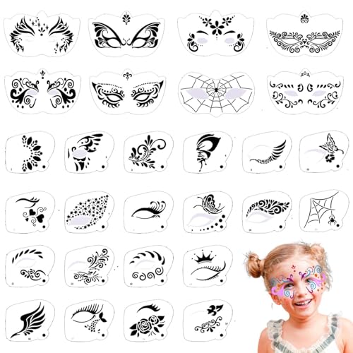 CharmeFleur 28 Pcs Gesichtsbemalung Stencil Kit - Gesichtsbemalung Kit für Kinder,Wiederverwendbare Gesichtstätowierung und Körper Make Up Malvorlagen für Kinder und Erwachsene CharmeFleur 28 Pcs Gesichtsbemalung Stencil Kit - Gesichtsbemalung Kit für Kinder,Wiederverwendbare Gesichtstätowierung und Körper Make Up Malvorlagen für Kinder und Erwachsene von CHarmeFleur