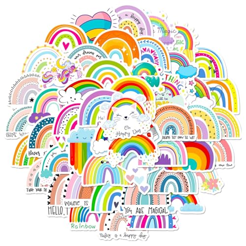 CharmeFleur 50 Stück süße Regenbogenaufkleber für Kinder Ästhetische Regenbogenaufkleber für Wasserflasche Lustige Wetteraufkleberpack Wasserfestes Aufkleber für Laptop Schmierzettel von CHarmeFleur