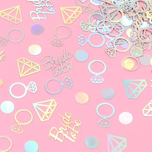 CharmeFleur Irideszierendes Junggesellinnenpartytisch-Konfetti 100 Stück Braut zu sein, Diamant und Ringförmiges Papier-Konfetti für Verlobungspartydecorationen, Brautshower Zubehör CharmeFleur Irideszierendes Junggesellinnenpartytisch-Konfetti 100 Stück Braut zu sein, Diamant und Ringförmiges Papier-Konfetti für Verlobungspartydecorationen, Brautshower Zubehör von CHarmeFleur