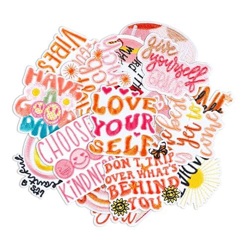 CharmeFleur Positive Affirmations Bügelaufnäher Für Frauen, Niedliche Bestickte Aufnäher Für Mädchen, 17 Stk Boho Hippie Stil Inspirierende Wörter Für Kleidung Hüte CharmeFleur Positive Affirmations Bügelaufnäher Für Frauen, Niedliche Bestickte Aufnäher Für Mädchen, 17 Stk Boho Hippie Stil Inspirierende Wörter Für Kleidung Hüte von CHarmeFleur