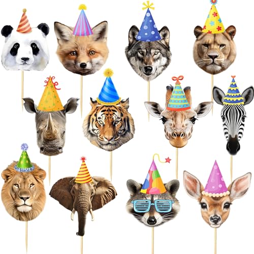 CharmeFleur Safari Tiere Party Cupcake Deko, 24 Stück Dschungel Kuchen Deko Safari Dschungel Zubehör Wilde Tiere Geburtstag Baby Shower Party Geschenke von CHarmeFleur