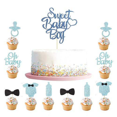 CharmeFleur Süßer Baby Junge Kuchendekoration, 10 Stück Oh Baby Cupcake Verzierung, Neugeborenen Geschlecht Offenbarung Partydeko, Willkommen Party Zubehör CharmeFleur Süßer Baby Junge Kuchendekoration, 10 Stück Oh Baby Cupcake Verzierung, Neugeborenen Geschlecht Offenbarung Partydeko, Willkommen Party Zubehör von CHarmeFleur