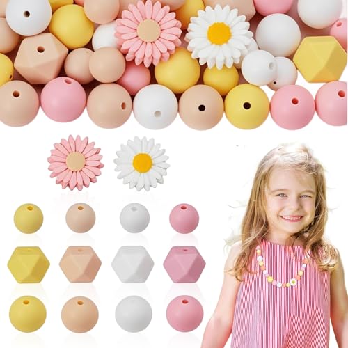 72 Stück Blumenförmige Silikonperlen,Blumen Silikonperlen Set,Bulk Gänseblümchen Silikonperlen,Rund Lose Bastelperlen für Halsketten,Armbänder,Schlüsselanhänger,Schmuckherstellung 72 Stück Blumenförmige Silikonperlen,Blumen Silikonperlen Set,Bulk Gänseblümchen Silikonperlen,Rund Lose Bastelperlen für Halsketten,Armbänder,Schlüsselanhänger,Schmuckherstellung von CHmiss