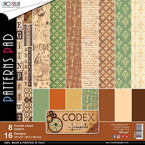 CIAO BELLA PAPER CBT010 PPR P 12" 8/PKG, Papier, Codex Leonardo, 8 Designs/1 Stück, Einheitsgröße CIAO BELLA PAPER CBT010 PPR P 12" 8/PKG, Papier, Codex Leonardo, 8 Designs/1 Stück, Einheitsgröße von CIAO BELLA PAPER