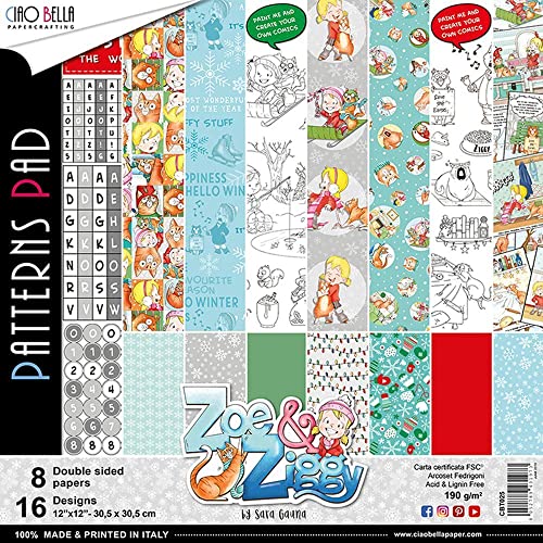 CIAO BELLA PAPER CBT025 PAPR PCK 30,5 cm 8/PKG, Zoe & Ziggy, 8 Designs/1 Stück, Einheitsgröße von CIAO BELLA PAPER