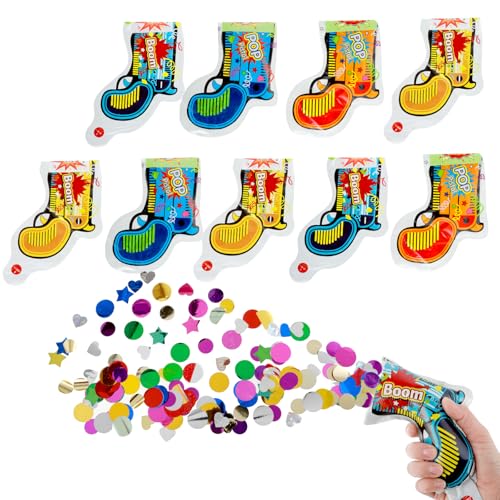 10 Stück leichte und tragbare Konfetti-Popper, einfach zu bedienende Konfetti-Kanonen mit 10 Strohhalmen für Kinder und Erwachsene, lustige Party-aufblasbare Spielzeug-Popper, Konfetti für Geburtstag von CIATBYYJ