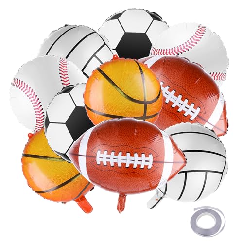 10-teiliges Party-Dekorationsset, 45,7 cm, Basketball, Fußball, Baseball, Volleyball, Rugby, einfach zu bedienen und befüllbar, Party-Luftballons, Mylar-Ballon für Kinder und Jungen 10-teiliges Party-Dekorationsset, 45,7 cm, Basketball, Fußball, Baseball, Volleyball, Rugby, einfach zu bedienen und befüllbar, Party-Luftballons, Mylar-Ballon für Kinder und Jungen von CIATBYYJ