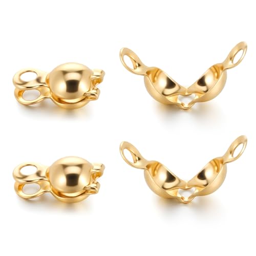 100 Stück Quetschperlen aus 18 Karat Gold Kupfer für Schmuckherstellung, 4 mm, 18 K Gold Quetschperlen zum Sichern von Schmuckschnüre, Klapp-Perlen, Abdeckung für DIY-Armbänder, Halsketten, Ohrringe 100 Stück Quetschperlen aus 18 Karat Gold Kupfer für Schmuckherstellung, 4 mm, 18 K Gold Quetschperlen zum Sichern von Schmuckschnüre, Klapp-Perlen, Abdeckung für DIY-Armbänder, Halsketten, Ohrringe von CIATBYYJ