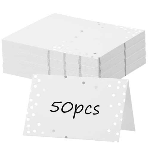 50 Stück Tischkarten,Blanko Hochzeit Namensschilder,Goldfolien Punkten Platzkarten, Reservierte Namensschilder,Tischkarten Geburtstag für Hochzeit,Festival,Party,Taufe(Silber) von CIATBYYJ