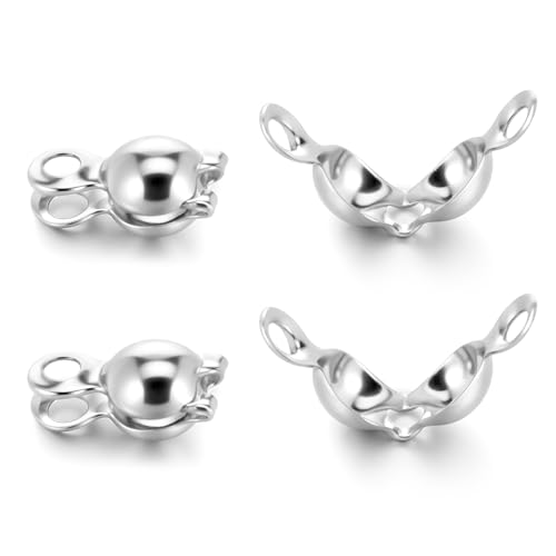 100 Stück silberfarbene Quetschperlen für die Schmuckherstellung, 4 mm, silberfarbene Quetschperlen zum Sichern von Schmuckschnüre, Clamshell-Faltperlen, Abdeckung für DIY-Armbänder, Halsketten 100 Stück silberfarbene Quetschperlen für die Schmuckherstellung, 4 mm, silberfarbene Quetschperlen zum Sichern von Schmuckschnüre, Clamshell-Faltperlen, Abdeckung für DIY-Armbänder, Halsketten von CIATBYYJ