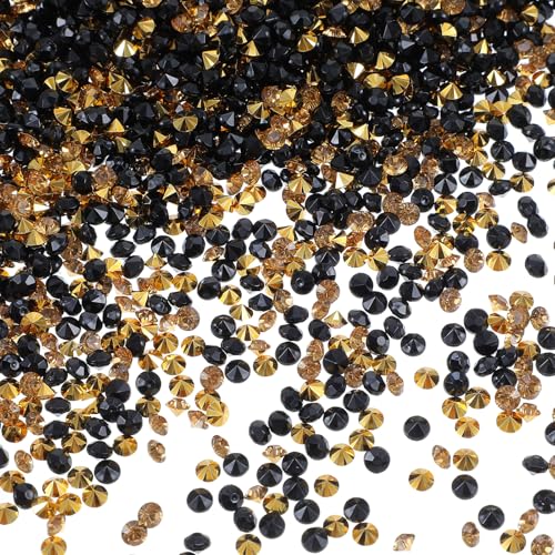 10000 Stück klare Streukonfetti Schwarz und Gold Konfetti Acryl Diamanten Strass Tischdekorationen Glitzer Schwarz und Gold Streukonfetti für Tisch Brautdusche Hochzeitsdekoration Vase Perlen (4mm) von CIATBYYJ