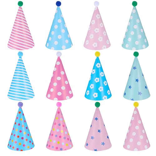 12 x Macaron-Geburtstagsparty-Hüte mit Pompons, 17,8 cm, Geburtstags-Hüte, Partyhut für Erwachsene und Kinder, Pastell-Regenbogen-Themen-Papierhut, Kleinkind-Partys, Feier für bunte Mädchen und Jungen 12 x Macaron-Geburtstagsparty-Hüte mit Pompons, 17,8 cm, Geburtstags-Hüte, Partyhut für Erwachsene und Kinder, Pastell-Regenbogen-Themen-Papierhut, Kleinkind-Partys, Feier für bunte Mädchen und Jungen von CIATBYYJ