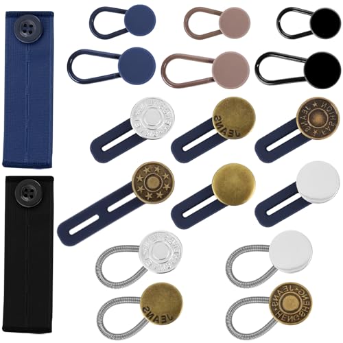 18 Stück Taillenknopfverlängerung für Hosen, sofortige Bundverlängerung, verschiedene Farben, Jeansknöpfe für Männer und Frauen, Taillenknöpfe für Schwangere, Fitness, instabiles Gewicht (7 Farben, 6 von CIATBYYJ