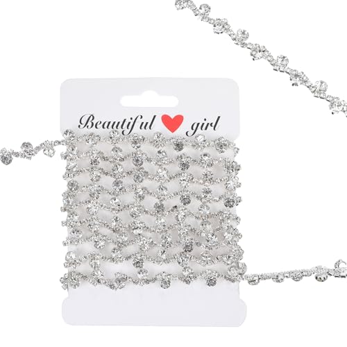 2,7 m lange Strass-Applikation, glitzernd, zartes Strassband, silberfarbene Strass-Kette für selbstgemachte Kleider, Kleidung, Hochzeitsbasteln, Blumenstrauß, Brautschmuck, 0,8 cm breite 2,7 m lange Strass-Applikation, glitzernd, zartes Strassband, silberfarbene Strass-Kette für selbstgemachte Kleider, Kleidung, Hochzeitsbasteln, Blumenstrauß, Brautschmuck, 0,8 cm breite von CIATBYYJ