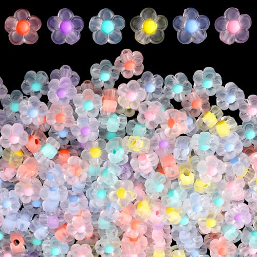 200 Stück Transparent Flower Beads,Acryl Flower Beads,Schrubben Blumen Perlen,12 mm Bonbonfarben Perlen für Armbänder für Schmuckherstellung, DIY Halsketten, Ohrringe, Dekor von CIATBYYJ