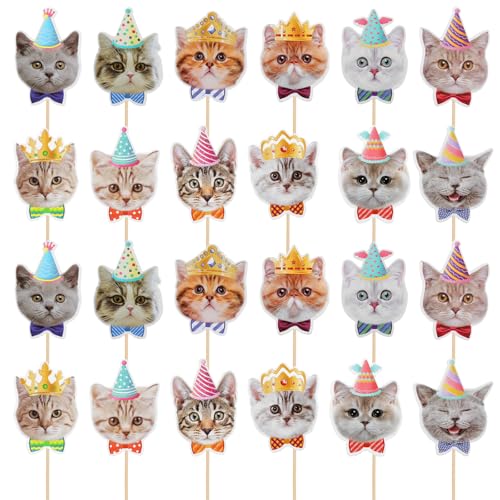 24 Stück Süß Katze Tortendeko Geburtstag,Katzen Geburtstag Deko mit Stab, Lustige Cupcake Topper,Cupcake Party Deko für Kinder Pet Birthday Party 24 Stück Süß Katze Tortendeko Geburtstag,Katzen Geburtstag Deko mit Stab, Lustige Cupcake Topper,Cupcake Party Deko für Kinder Pet Birthday Party von CIATBYYJ