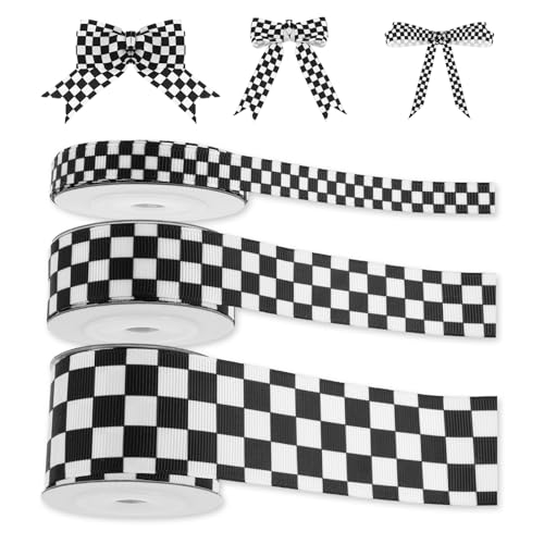 3 Rollen schwarz-weiß karierte Bänder 13,7 m, Auto-Themen-Geschenkbänder, langlebiges Rennband, leicht zu schneiden, kariertes Band für DIY Geburtstag Geschenkverpackung Party Kranz Dekoration 3 Rollen schwarz-weiß karierte Bänder 13,7 m, Auto-Themen-Geschenkbänder, langlebiges Rennband, leicht zu schneiden, kariertes Band für DIY Geburtstag Geschenkverpackung Party Kranz Dekoration von CIATBYYJ