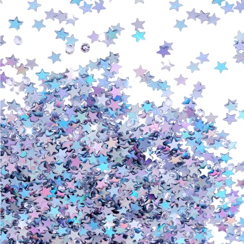 30g Sternkonfetti mit funkelnden silbernen Sternen und Diamanten, Tischkonfetti für DIY Glitzerdekorationen, wasserdichte und langlebige Stern-Tischkonfettis für Geburtstage Party Halloween 30g Sternkonfetti mit funkelnden silbernen Sternen und Diamanten, Tischkonfetti für DIY Glitzerdekorationen, wasserdichte und langlebige Stern-Tischkonfettis für Geburtstage Party Halloween von CIATBYYJ