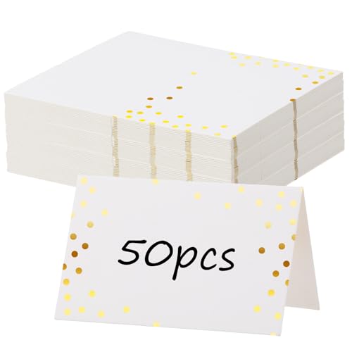50 Stück Tischkarten,Blanko Hochzeit Namensschilder,Goldfolien Punkten Platzkarten, Reservierte Namensschilder,Tischkarten Geburtstag für Hochzeit,Festival,Party,Taufe(Gold) von CIATBYYJ