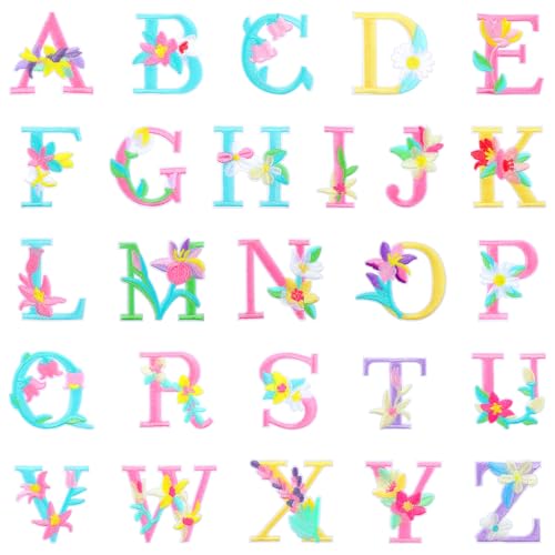 52 Stück Blumen zum Aufbügeln mit Buchstaben A-Z, bunte Blume, Name, Buchstaben, bestickt, niedliche Blumen, zum Aufnähen auf Buchstaben, für Kleidung, Hemden, Jacken, Hüte, Jeans, Rucksäcke, DIY 52 Stück Blumen zum Aufbügeln mit Buchstaben A-Z, bunte Blume, Name, Buchstaben, bestickt, niedliche Blumen, zum Aufnähen auf Buchstaben, für Kleidung, Hemden, Jacken, Hüte, Jeans, Rucksäcke, DIY von CIATBYYJ