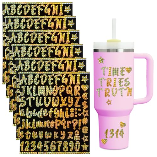 6 Blatt Glitzer Buchstaben Aufkleber für Tasse, wasserdichte Vinyl-Buchstabenaufkleber, selbstklebend, glänzend, Namensschilder, Logo, Alphabet, Aufkleber für Wasserflaschen, Scrapbooking, DIY 6 Blatt Glitzer Buchstaben Aufkleber für Tasse, wasserdichte Vinyl-Buchstabenaufkleber, selbstklebend, glänzend, Namensschilder, Logo, Alphabet, Aufkleber für Wasserflaschen, Scrapbooking, DIY von CIATBYYJ