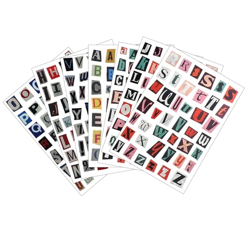 7 Blatt Vintage Buchstaben Aufkleber,Selbstklebend Buchstaben Sticker,Buntheit Scrapbook Stickers,Klebebuchstaben für Wasserflasche, Notizbuch, Scrapbooking 7 Blatt Vintage Buchstaben Aufkleber,Selbstklebend Buchstaben Sticker,Buntheit Scrapbook Stickers,Klebebuchstaben für Wasserflasche, Notizbuch, Scrapbooking von CIATBYYJ