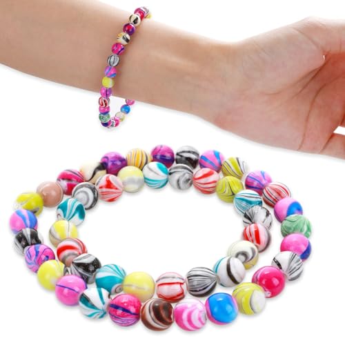 8 mm große Acrylperlen mit mehrfarbiger Tinte, glatte, farbechte Acrylperlen, mehrere bunte Muster, Perlen für Armbänder, Halsketten, Schmuckherstellung, Ohrringe, Basteln 8 mm große Acrylperlen mit mehrfarbiger Tinte, glatte, farbechte Acrylperlen, mehrere bunte Muster, Perlen für Armbänder, Halsketten, Schmuckherstellung, Ohrringe, Basteln von CIATBYYJ