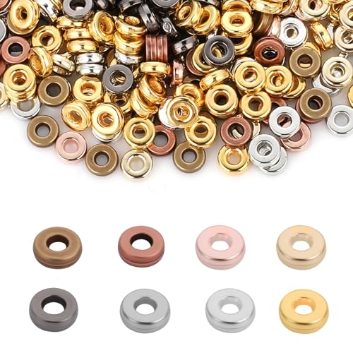 800 Stück glänzende Abstandshalter, 6 mm, 8 langlebige Abstandshalter, gemischte Farben, Perlen-Abstandshalter (Antikgold, Silber, Roségold, Schwarz usw.), Perlen für selbstgemachte Schmuckherstellung von CIATBYYJ