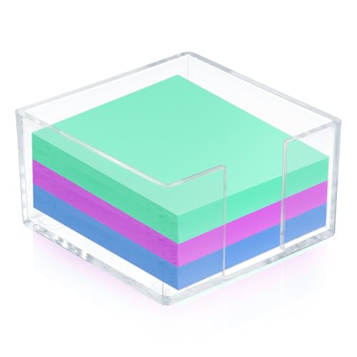 Acryl-Haftnotizhalter, kristallklarer Haftnotizspender für Schreibtisch-Organisation, 3 x 3 selbstklebende Notizblockhalter für Wohnheim, Zuhause und Büro (transparent) von CIATBYYJ