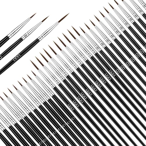 Dünne Detail-Pinsel, feine Spitze, Linerpinsel zum Malen, kleiner Malpinsel zum Basteln, 90 Stück (schwarz) von CIATBYYJ