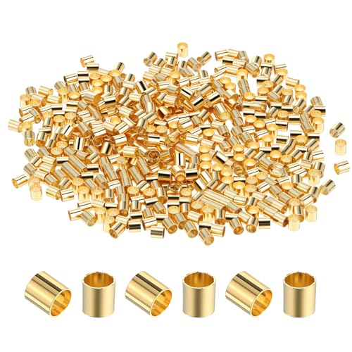 Goldene Quetschperlen, Kupfer-Crimpperlen für die Schmuckherstellung, goldene Quetschröhren zum Sichern der Enden von Schmuckschnüre, goldene Quetschröhren für selbstgemachte Schmuck, Ohrringe Goldene Quetschperlen, Kupfer-Crimpperlen für die Schmuckherstellung, goldene Quetschröhren zum Sichern der Enden von Schmuckschnüre, goldene Quetschröhren für selbstgemachte Schmuck, Ohrringe von CIATBYYJ