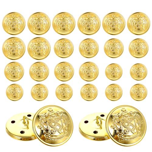 Goldknöpfe für Blazer, Vintage-Metall-Blazerknöpfe für Herren und Damen, goldfarbene Messingknöpfe für Blazer, Anzüge, Mantel, Jacke, Uniform (15 mm, 20 mm, 25 mm), 24 Stück von CIATBYYJ