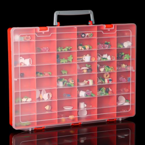 Große Aufbewahrungsbox mit 48 Fächern, Kunststoff, mit Trennwänden, verstellbares Fach, Bastelorganizer, Perlenaufbewahrungsbehälter für Handwerk, Schmuck, Ohrringe, Angelbox, Organizer (36,1 x 26,2 x von CIATBYYJ