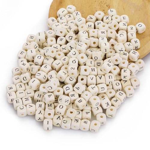 Holz-Buchstaben-Perlen, Buchstaben-Perlen, Initiale 26 Buchstaben, große quadratische Buchstabenperlen, klarer Druck, Holzperlen für Heimwerker, Handwerk, Armband, Schmuckherstellung, 260 Stück Holz-Buchstaben-Perlen, Buchstaben-Perlen, Initiale 26 Buchstaben, große quadratische Buchstabenperlen, klarer Druck, Holzperlen für Heimwerker, Handwerk, Armband, Schmuckherstellung, 260 Stück von CIATBYYJ